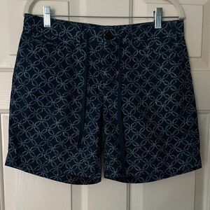 LRL Ralph Lauren Womens Shorts Drawstring Waist Blue White 100% Cotton Sz 4